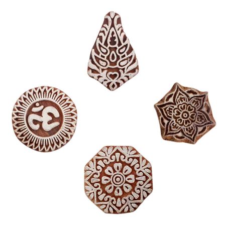 Set of 4 Piece New Mix Wooden Printing Blocks